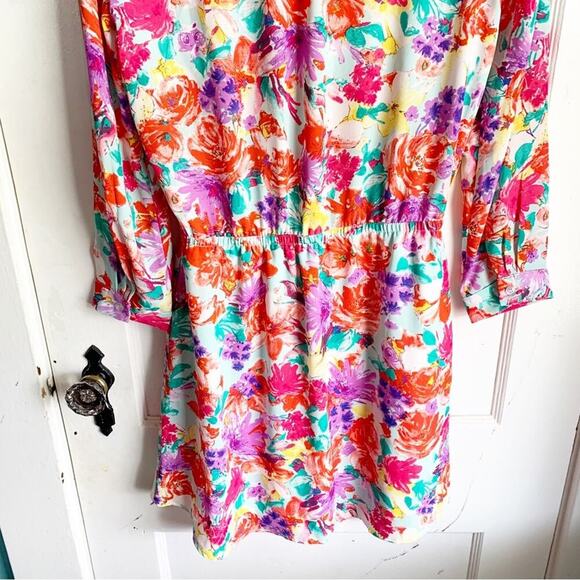 Charles Henry Bright Colorful Floral Button Top Elastic Waist Dress Size Small S - Picture 10 of 12